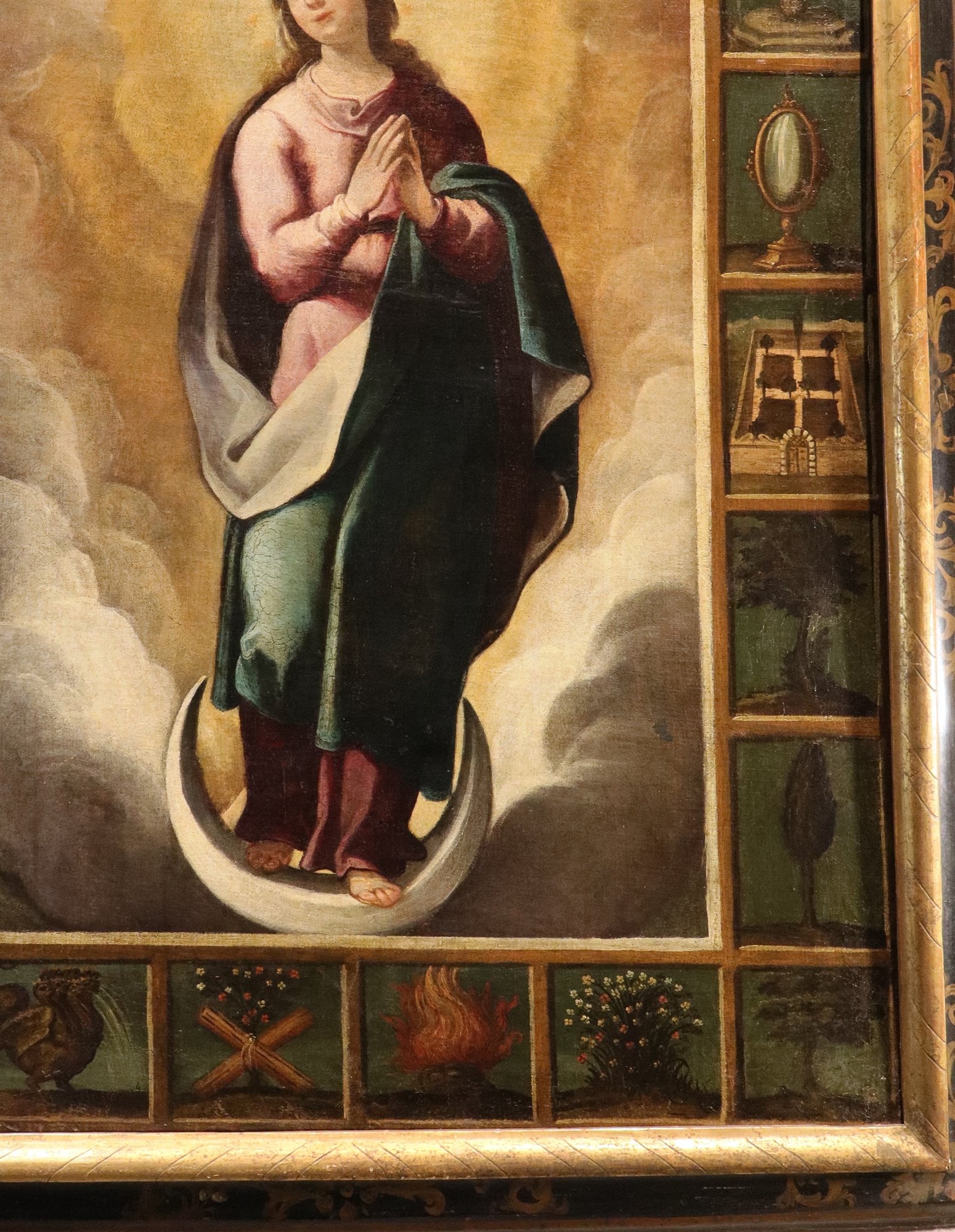 Vergine Immacolata con simboli delle Litanie Lauretane